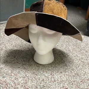 Vintage 70s Patchwork leather/suede Wide Brim Hat